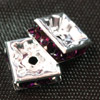 20 Stk. Strassrondellen viereckig 8x8mm Silber/Amethyst